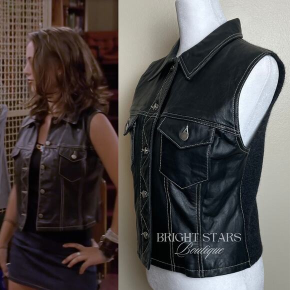 Rare Vintage Leather Wool Vest ASO Faith Lehane BtVS Womens Medium Vintage 90s - Picture 2 of 10